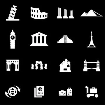 Vector white landmarks icon set Stock Illustration