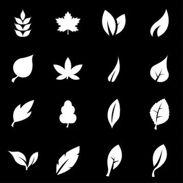 Vector white leaf icon set Stock Illustration