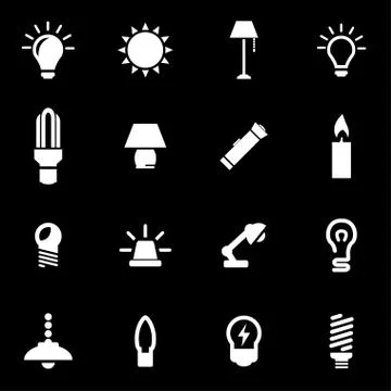 Vector white light icon set Stock Illustration