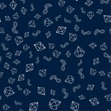 Vector white line crystals seamless pattern on a blue background. Stock Illustration