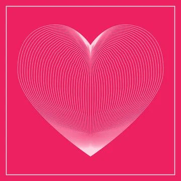 Vector white linear heart on pink background. Valentine's Day. Love. Stock Illustration