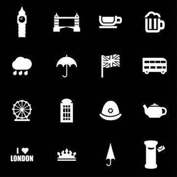 Vector white london icon set Stock Illustration