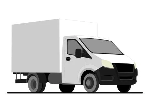 Vector white lorry, isolated on a white background; three quarter view; car t Stock Illustration