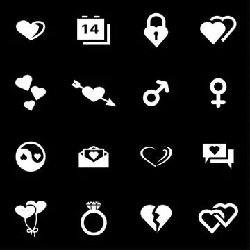 Vector white love icon set Stock Illustration