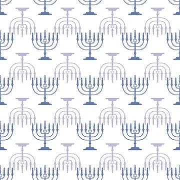 Vector White Menorahs textured repeat pattern background design Illustrazione stock