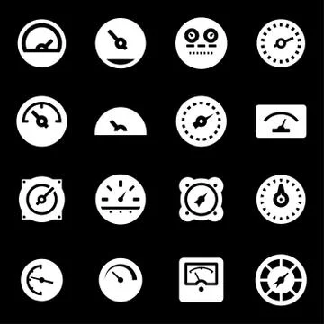 Vector white meter icons set Stock Illustration