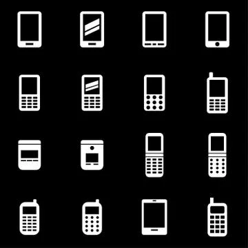 Vector white mobile phone icon set Illustrazione stock