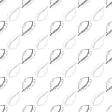 Vector white nude pastel seashells texture background seamless pattern print Stock Illustration