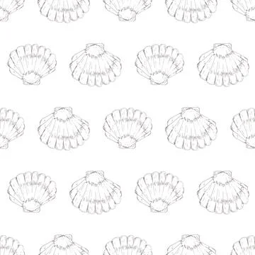 Vector white nude pastel seashells texture background seamless pattern print Illustrazione stock