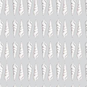 Vector white nude pastel seashells texture background seamless pattern print Stock Illustration