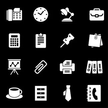 Vector white office icons set Stock Illustration