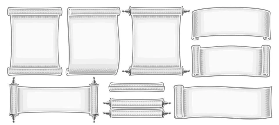 Vector White Paper Scroll Set Stock Illustration