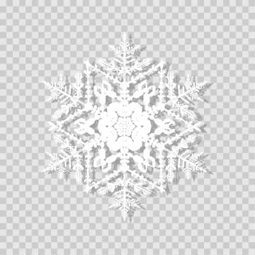 Vector white paper snowflake isolated on a transparent background. EPS 10 Illustrazione stock