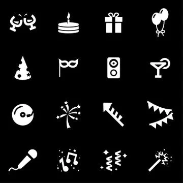 Vector white party icon set Stock Illustration