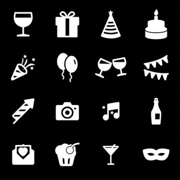 Vector white party icons set Stock Illustration