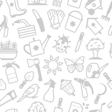 Vector white pattern of garden accessories Stock Illustration