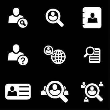 Vector white people search icon set Illustrazione stock