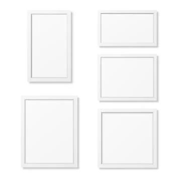 Vector White Photo Frame Set for Wall Decoration and Interior Design. Realistic Stock-Illustration