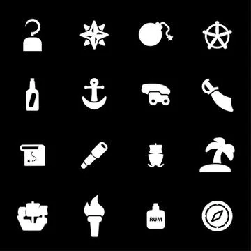 Vector white pirate icons set Illustrazione stock