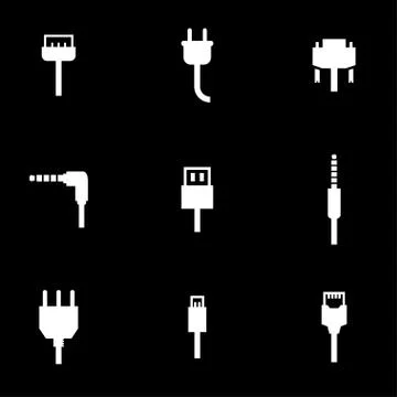 Vector white plug icon set Stock Illustration