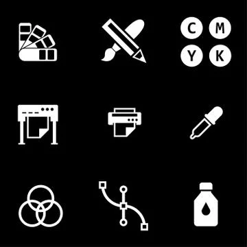 Vector white polygraphy icon set Stockillustratie