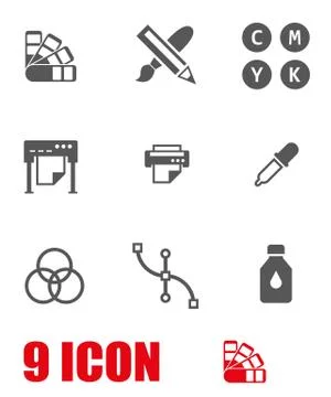 Vector white polygraphy icon set Stockillustratie
