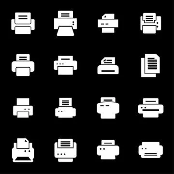 Vector white printer icons set Stock Illustration