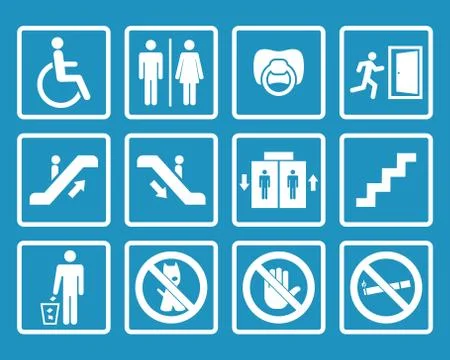 Vector white public icons Stock Illustration
