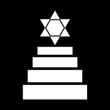 Vector white pyramid flat icon with david star Stock Illustration