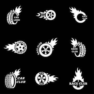 Vector white Racing icon set Stock Illustration