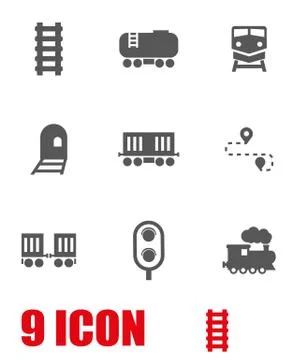 Vector white railroad icon set Stock Illustration