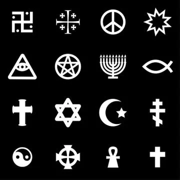 Vector white religious symbols set Stock Illustration