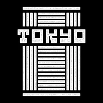 Vector white retro illustration on the theme of Tokyo. Stylized vintage Stock Illustration