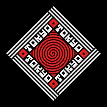 Vector white retro illustration on the theme of Tokyo. Stylized vintage Stock Illustration