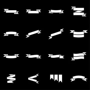 Vector white ribbon icon set Stock Illustration