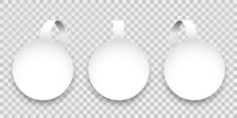 Vector white round paper wobblers isolated on transparent background. Ilustración de archivo