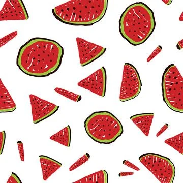 Vector white scattered watermelon shapes seamless pattern. Perfect for fabric Stock Illustration