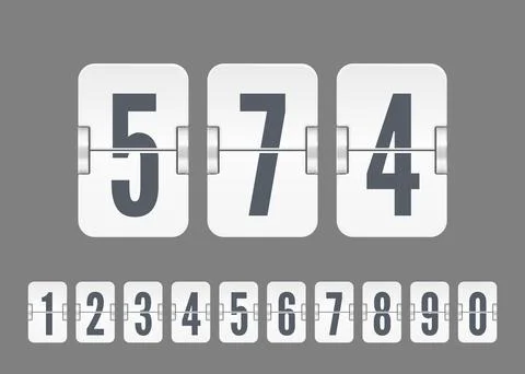 Vector white scoreboard numbers for flip countdown timer or calendar isolated Illustrazione stock