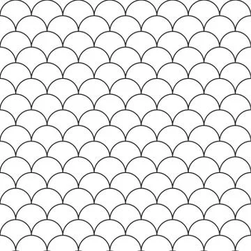 Vector white seamless pattern with shell ornament. Black and white texture Stock Illustration