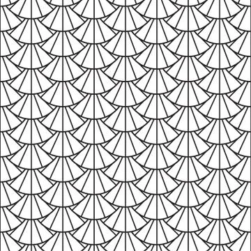 Vector white seamless pattern with shell ornament. Black and white texture Illustrazione stock