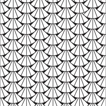 Vector white seamless pattern with shell ornament. Black and white texture Stock Illustration