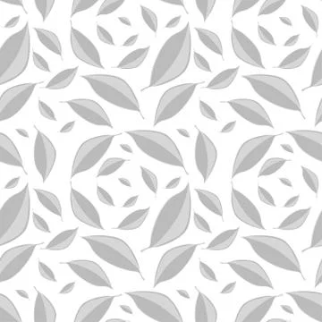 Vector white seamless texture with grey leaves Illustrazione stock
