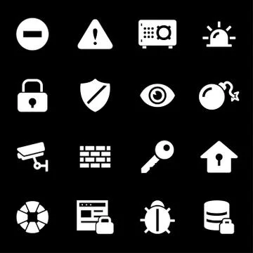 Vector white security icons set Stock Illustration