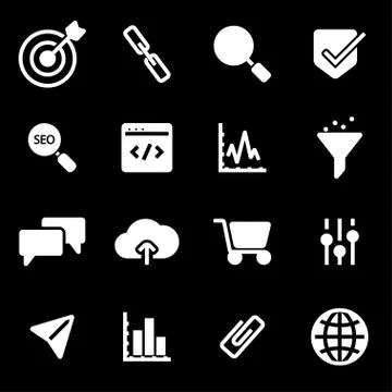 Vector white seo icons set Illustrazione stock