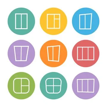 Vector white set window icons in flat stile Vector white set window icons ... Stock Photos