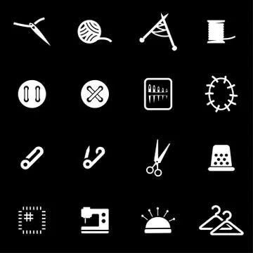 Vector white sewing icon set Stock Illustration