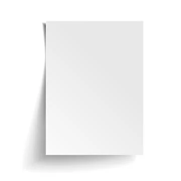 Vector White sheet of paper. Realistic empty paper note template of A4 format Stock Illustration