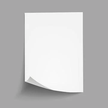 Vector White sheet of paper. Realistic empty paper note template of A4 format Stock Illustration