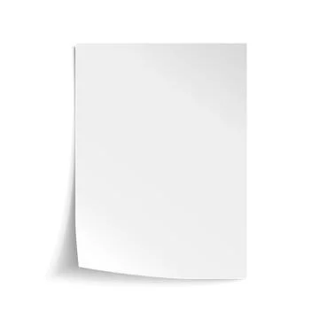 Vector White sheet of paper. Realistic empty paper note template of A4 format Stock Illustration