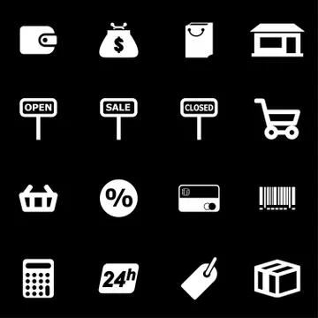 Vector white shop icon set Stock Illustration